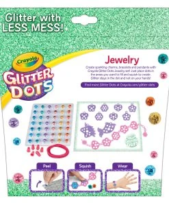 Crayola Glitter Dots Jewelry Kit, Glitter Craft Kit -Play-Doh shop 04 1130 0 200 Glitter Dots Kits Jewelry PDP Back 38392.1612743199