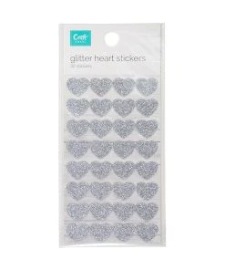 Craftsmart Glitter Heart Stickers 32 Pieces