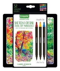 Crayola 16 Signature Sketch & Detail Dual-Tip Markers