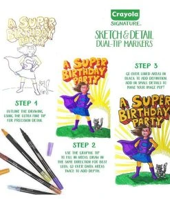 Crayola 16 Signature Sketch & Detail Dual-Tip Markers -Play-Doh shop 23000679 6 95704.1673579417