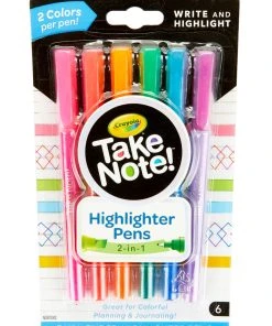 Crayola Take Note! 6 Dual-Ended Hi Pen -Play-Doh shop 58 6534 0 300 Take Note Dual Ended Highlighter Pens Front 05990.1612744803